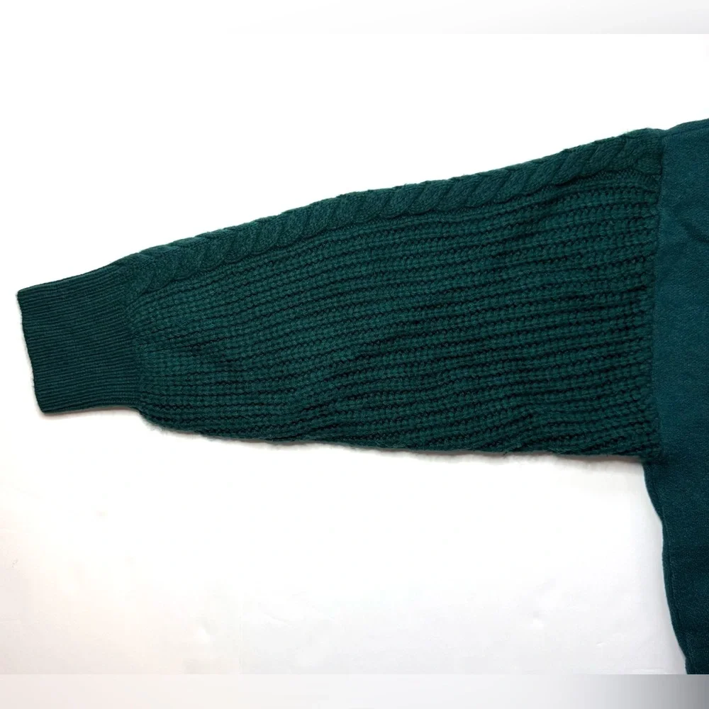 Zesica Chunky Cable Knit Long Sleeve Oversized Pullover Sweater Forest Green